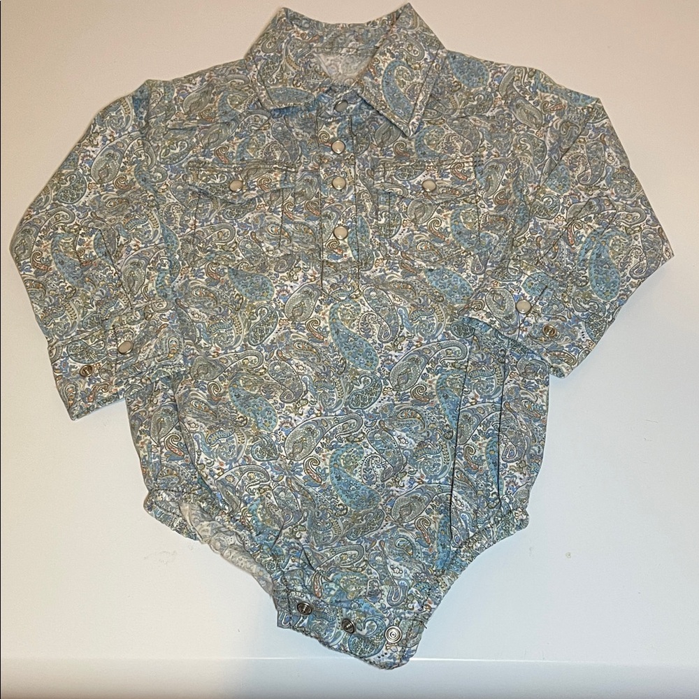 Kids Blue Paisley Button Down Shirt